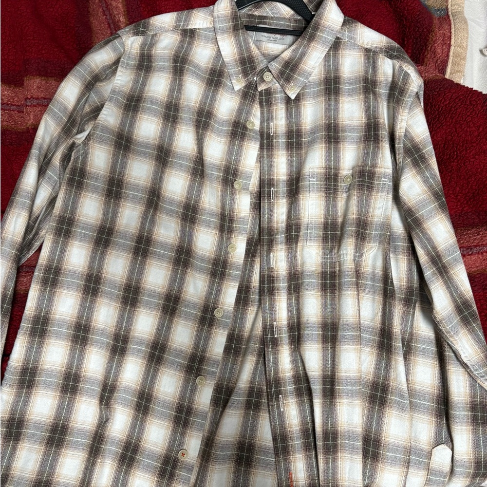 Weatherproof Men's Casual Plaid Shirt - Brown and Cream